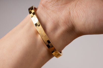 Damier Bangle - Louis Faglin Paris Rose gold Small